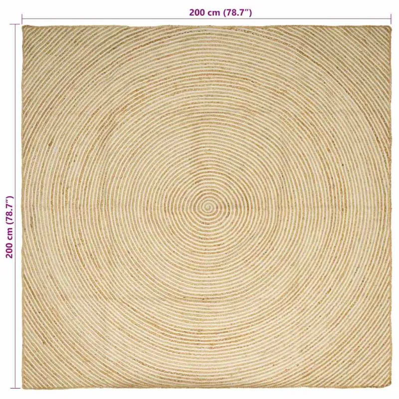 Zoninės kiliminės dangos Balta 200 x 200 cm Džiutas