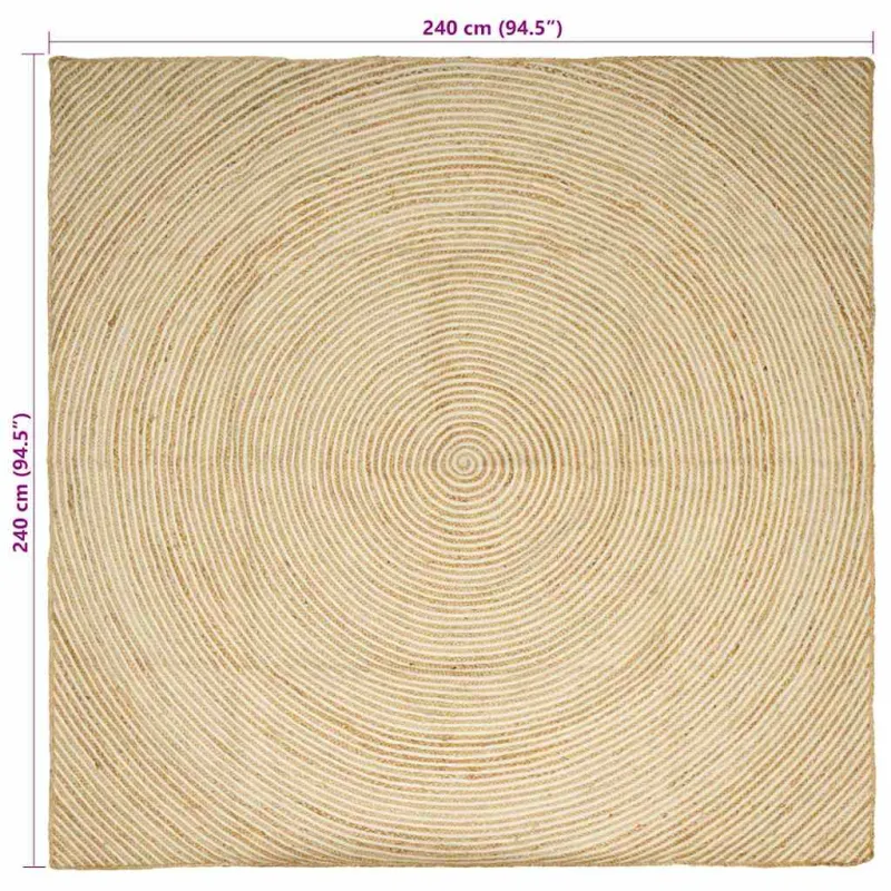 Zoninės kiliminės dangos Balta 240 x 240 cm Džiutas