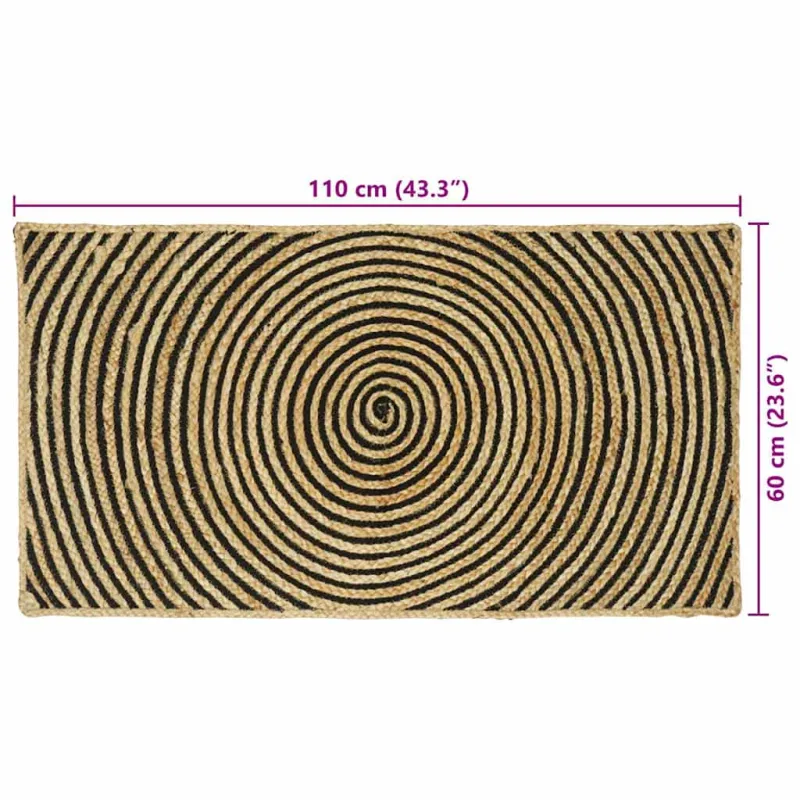 Zoninės kiliminės dangos Juoda 60 x 110 cm Džiutas