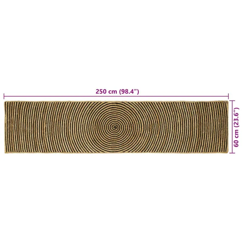 Zoninės kiliminės dangos Juoda 60 x 250 cm Džiutas