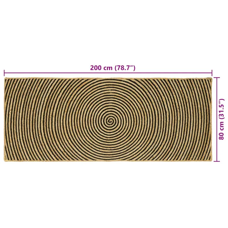 Zoninės kiliminės dangos Juoda 80 x 200 cm Džiutas