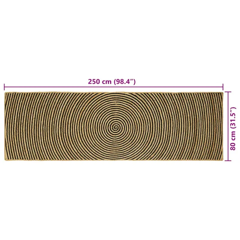Zoninės kiliminės dangos Juoda 80 x 250 cm Džiutas