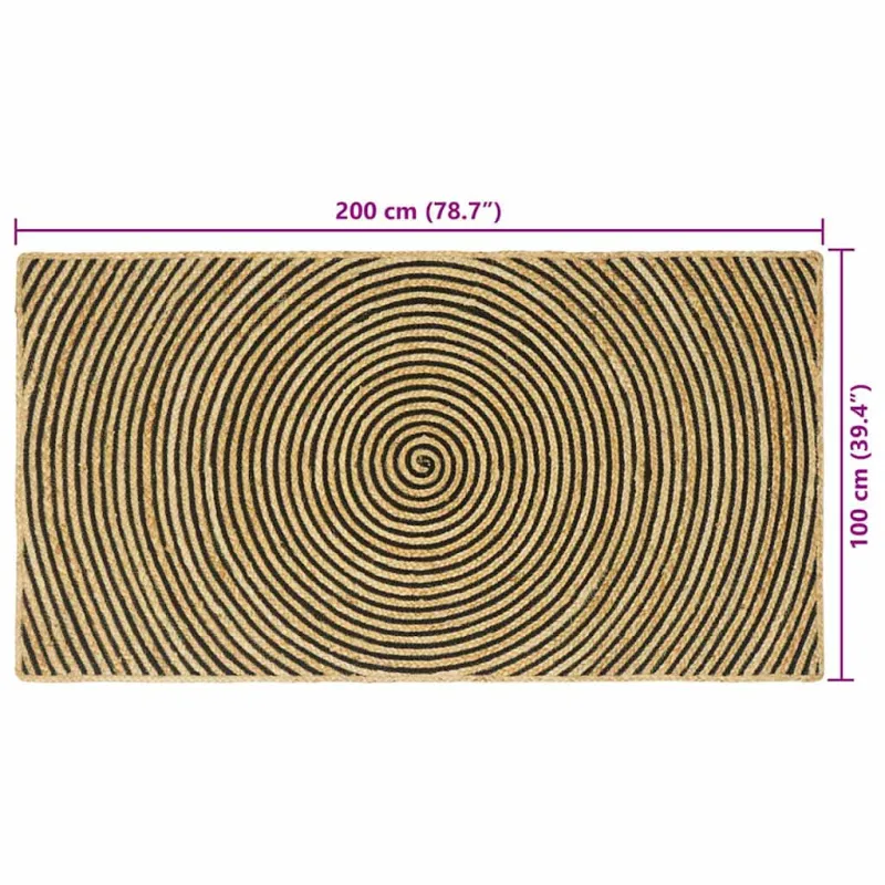 Zoninės kiliminės dangos Juoda 100 x 200 cm Džiutas
