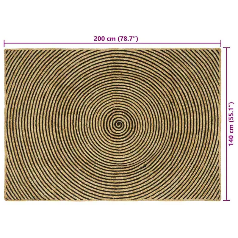 Zoninės kiliminės dangos Juoda 140 x 200 cm Džiutas