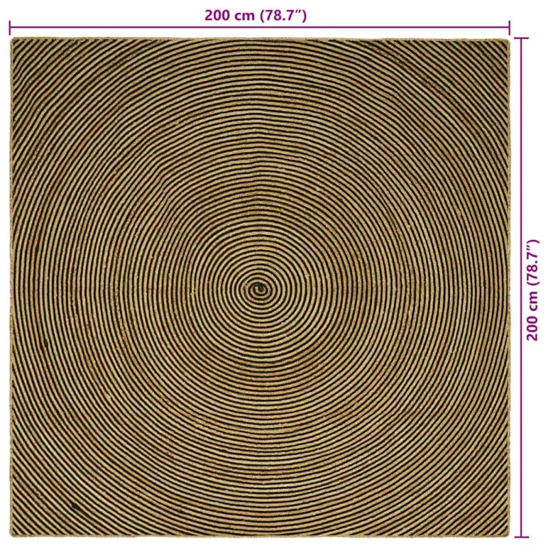 Zoninės kiliminės dangos Juoda 200 x 200 cm Džiutas