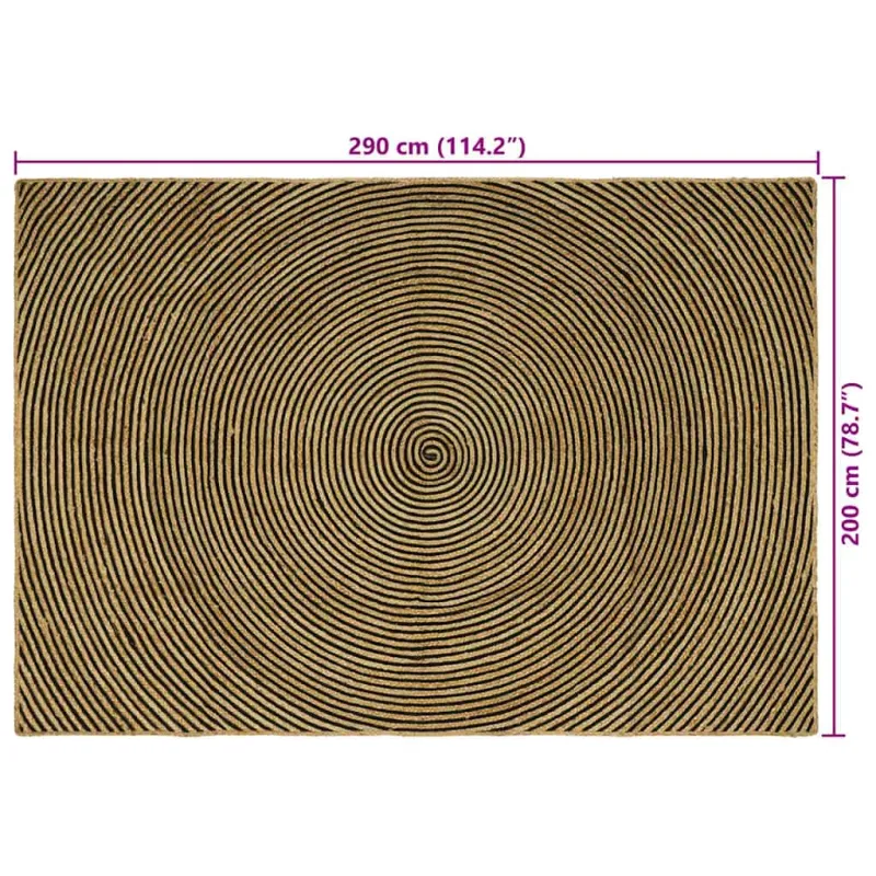 Zoninės kiliminės dangos Juoda 200 x 290 cm Džiutas