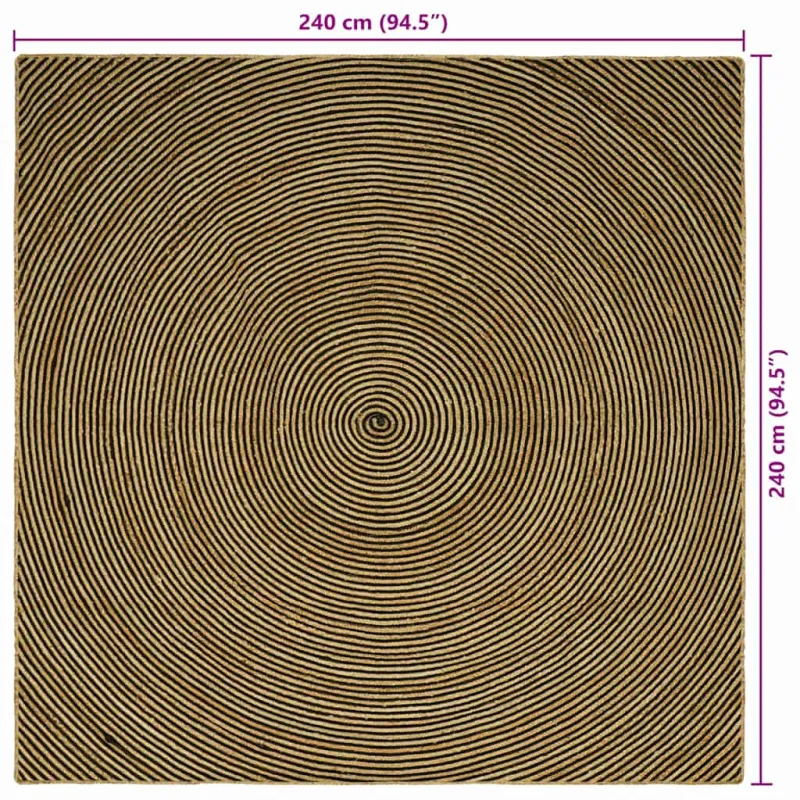 Zoninės kiliminės dangos Juoda 240 x 240 cm Džiutas