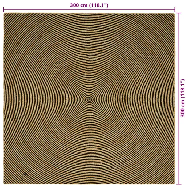 Zoninės kiliminės dangos Juoda 300 x 300 cm Džiutas