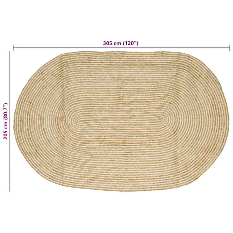 Zoninės kiliminės dangos Natūrali ir Balta 205 x 305 cm Džiutas