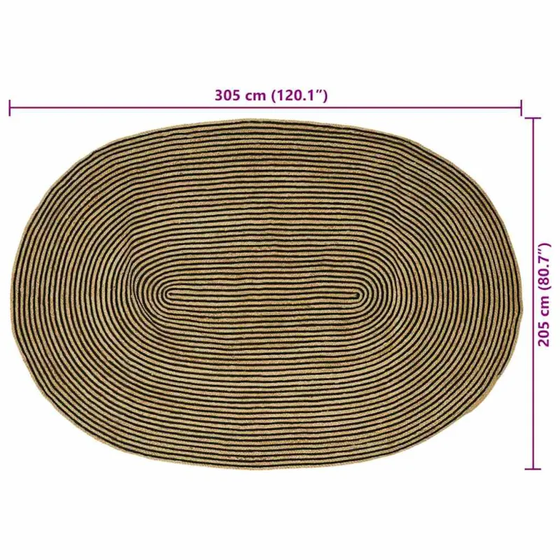Zoninės kiliminės dangos Natūrali ir juoda 205 x 305 cm Džiutas