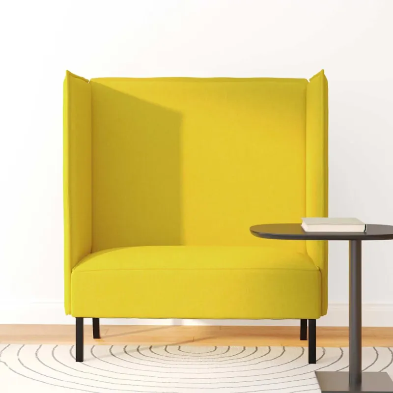 Aukštos nugaros sofa 101cm Šviesiai geltona audinys