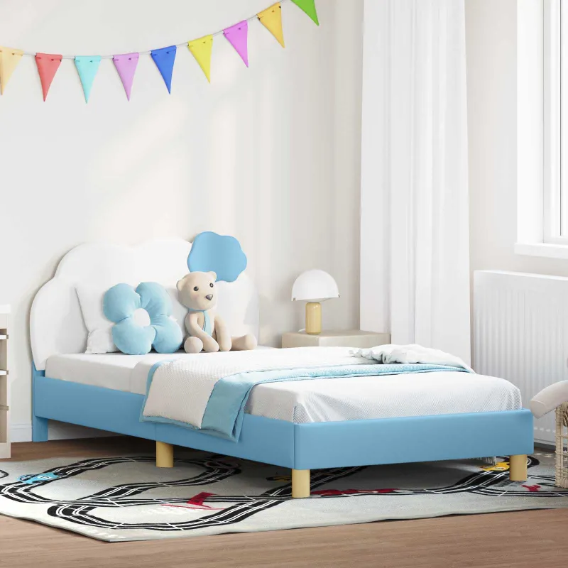 Vaikiška lovos konstrukcija su galvūgaliu Mėlyna 90 x 190 cm PU