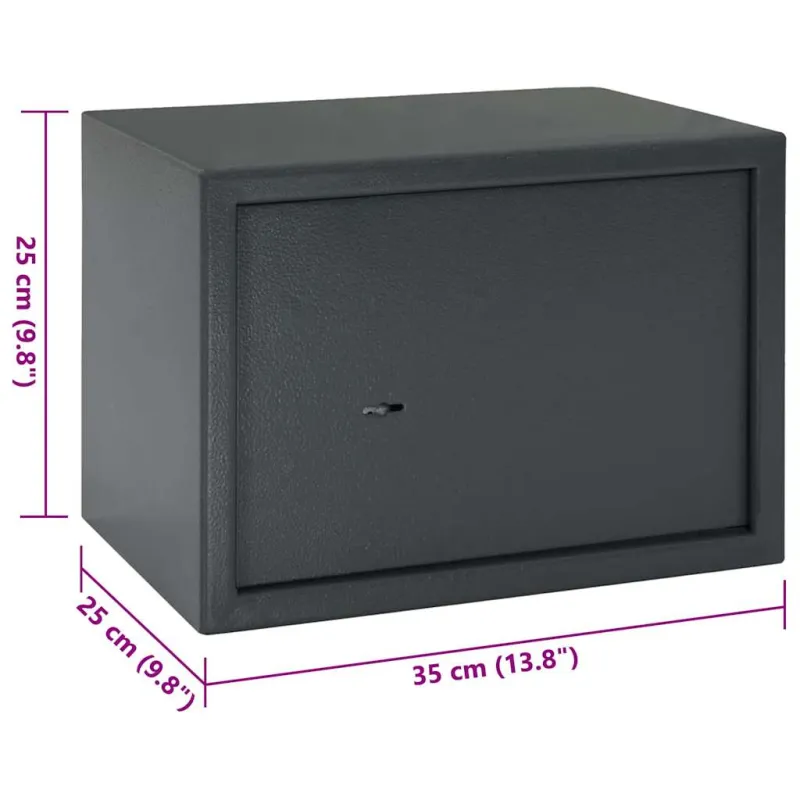 Seifo dėžė su užraktu Tamsiai pilka 35 x 25 x 25 cm Plienas