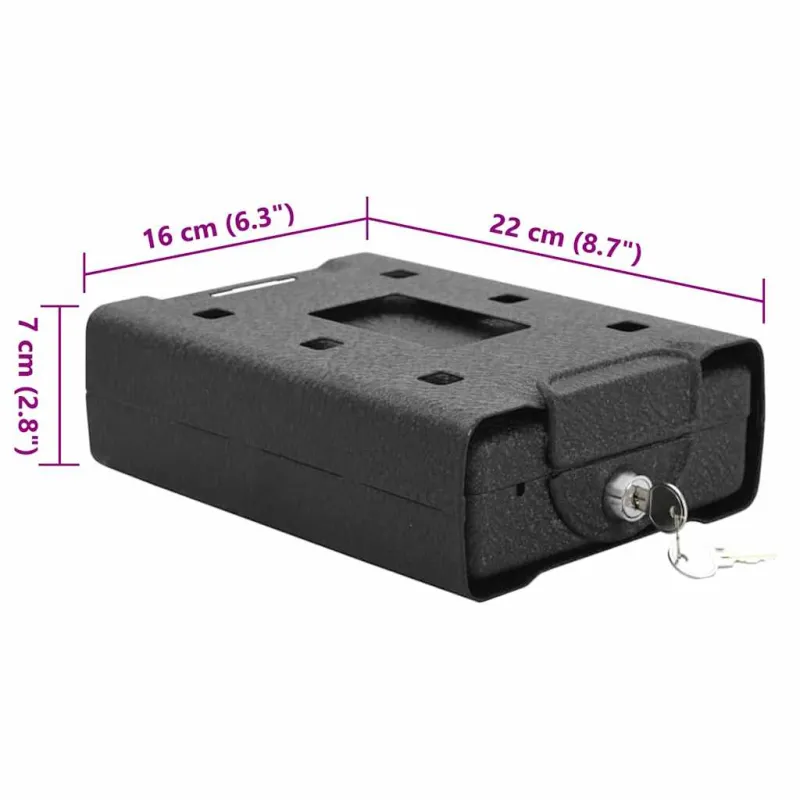 Automobilio Seifas su užraktu Juoda 22 x 16 x 7 cm Plienas