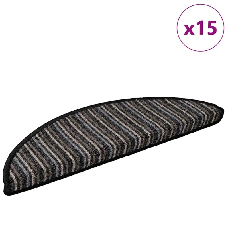 Savaime prilipantys laiptų kilimėliai 15 pcs Antracitas