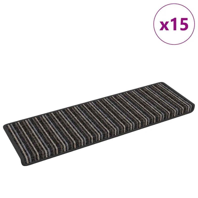 Savaime prilipantys laiptų kilimėliai 15 pcs Antracitas