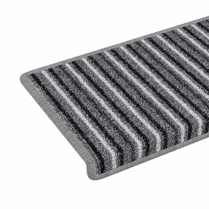 Savaime prilipantys laiptų kilimėliai Dryžuotas 15 pcs Pilka