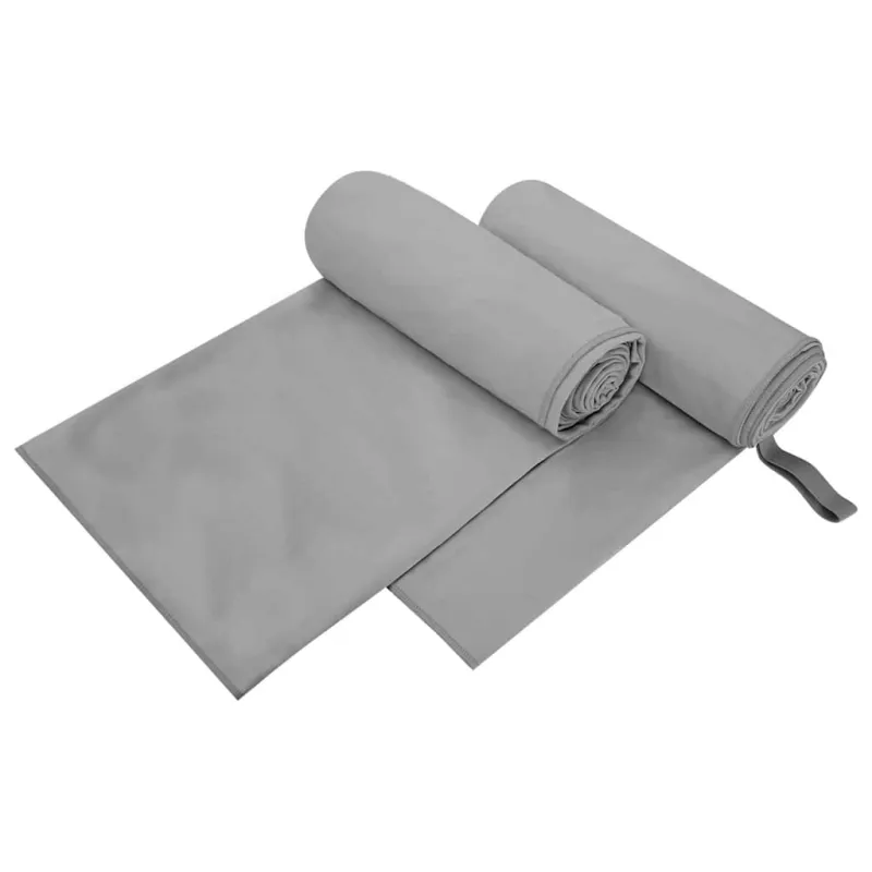 Sportiniai rankšluosčiai 2 pcs Tamsiai pilka 200 x 100 cm