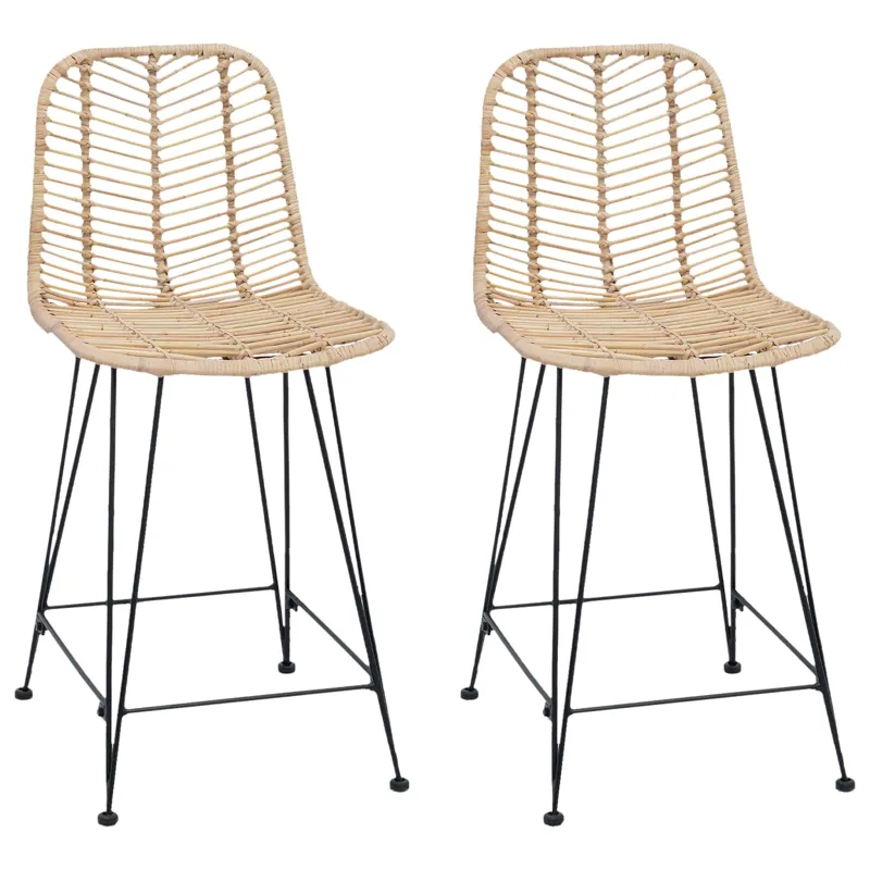 Baro Kėdė 2 pcs 44,5 x 54,5 x 97,5 cm Ratanas ir Geležis