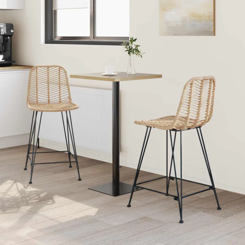 Baro Kėdė 2 pcs 44,5 x 54,5 x 97,5 cm Ratanas ir Geležis