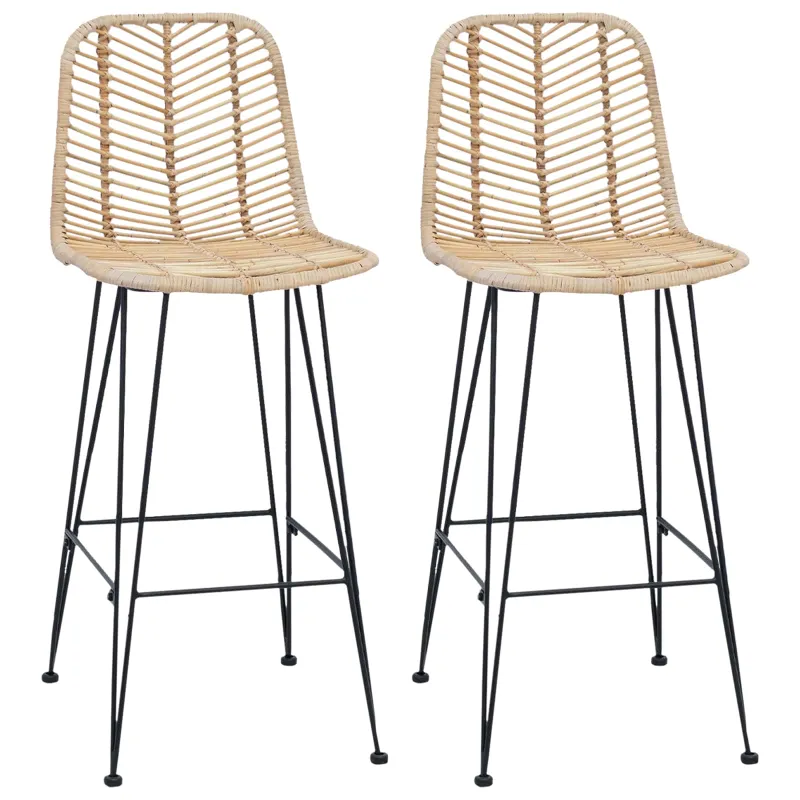 Baro Kėdė 2 pcs 44 x 52 x 111 cm Ratanas ir Geležis