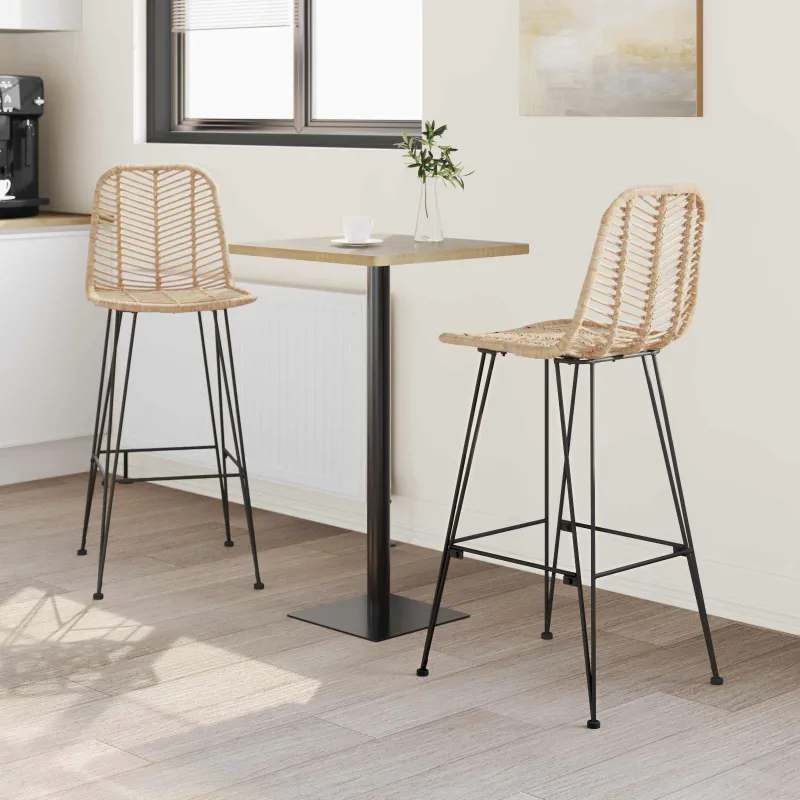 Baro Kėdė 2 pcs 44 x 52 x 111 cm Ratanas ir Geležis