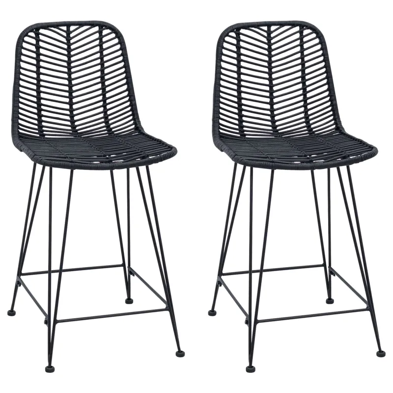Baro Kėdė 2 pcs 44,5 x 54,5 x 97,5 cm Ratanas ir Geležis