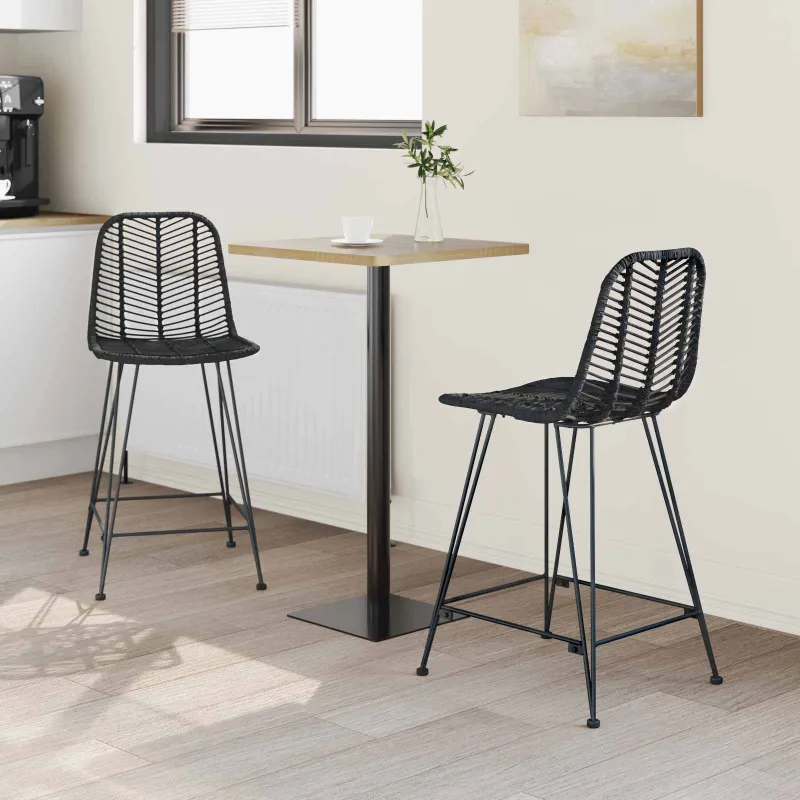 Baro Kėdė 2 pcs 44,5 x 54,5 x 97,5 cm Ratanas ir Geležis