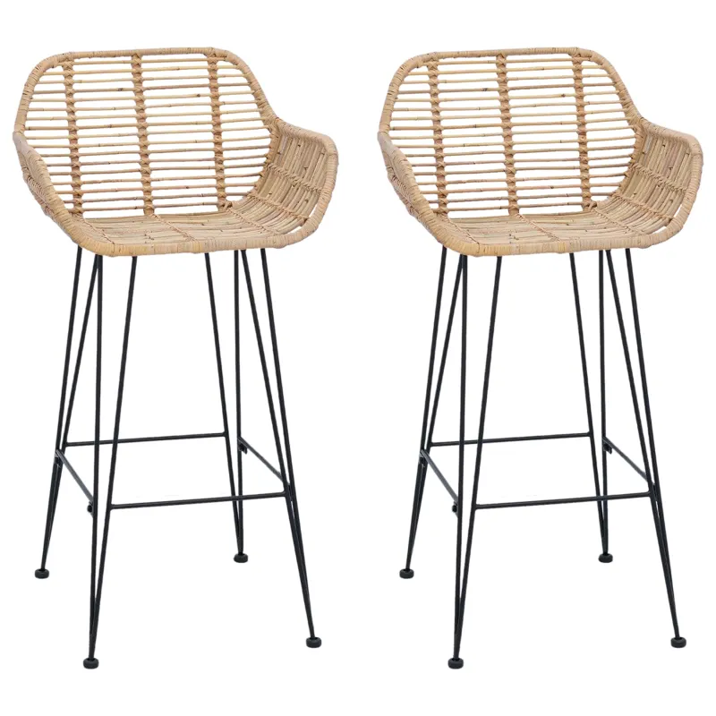 Baro Kėdė 2 pcs 55 x 52 x 92 cm Ratanas ir Geležis
