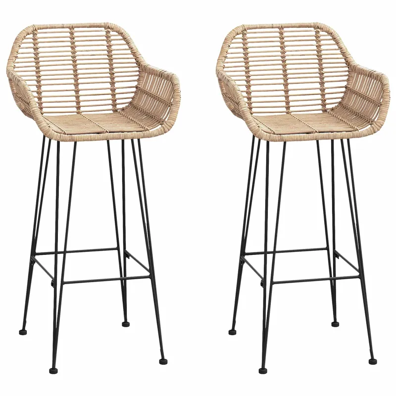 Baro Kėdė 2 pcs 55 x 52 x 105 cm Ratanas ir Geležis