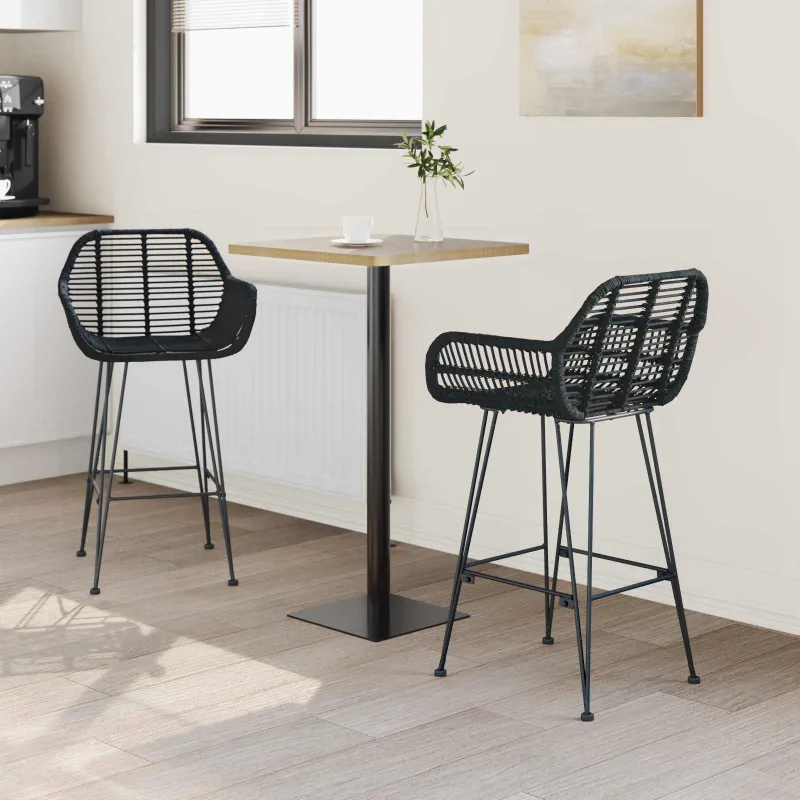 Baro Kėdė 2 pcs 55 x 52 x 92 cm Ratanas ir Geležis