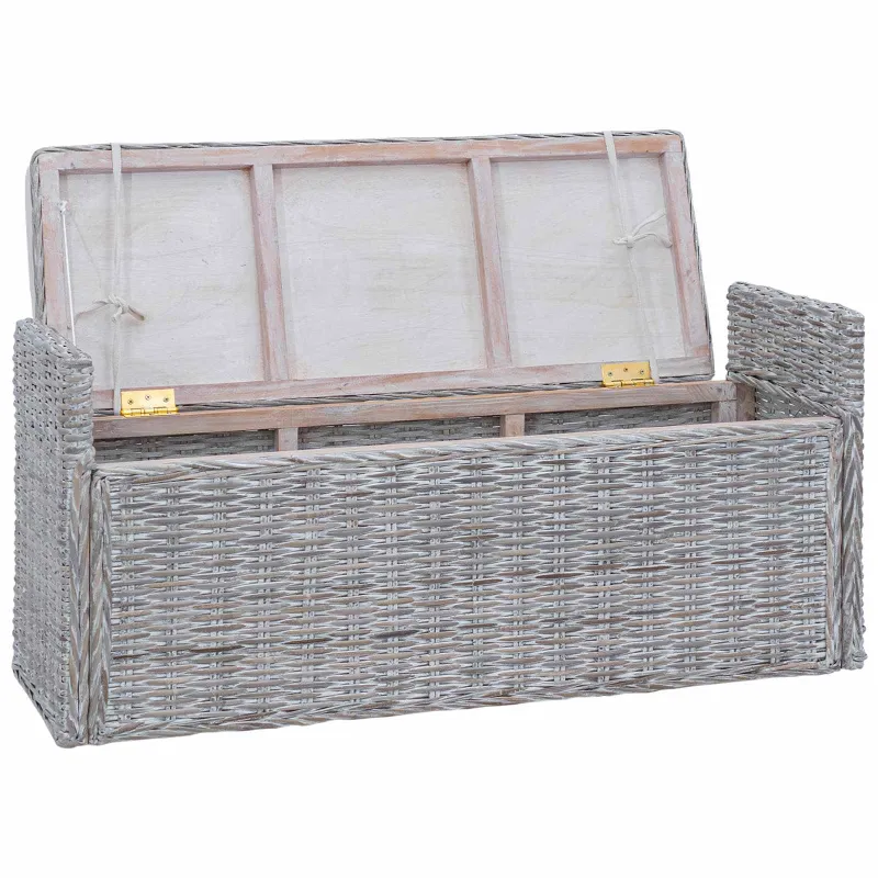 Laikymo suolas su pagalve Balta plauna 110 x 40 x 50 cm Ratanas