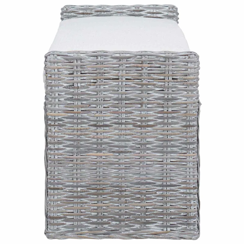 Laikymo suolas su pagalve Balta plauna 110 x 40 x 50 cm Ratanas