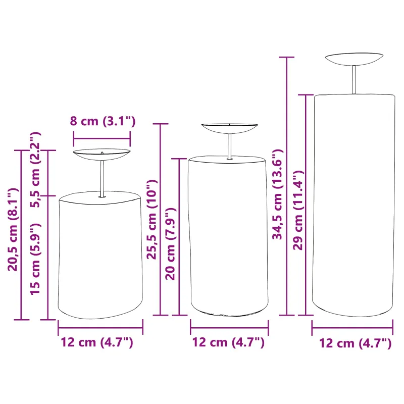 Žvakidė 3 pcs Natūrali Tikmedžio medienos masyvas