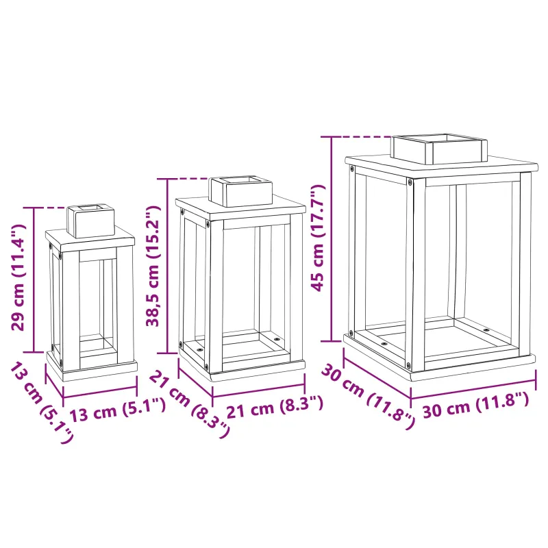 Žibintas 3 pcs Natūrali Mahogany Medis