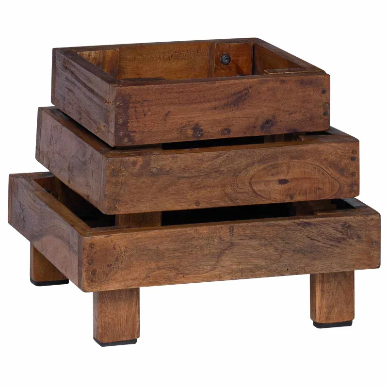Augalų stovas 3 pcs Ruda Mahogany Medis