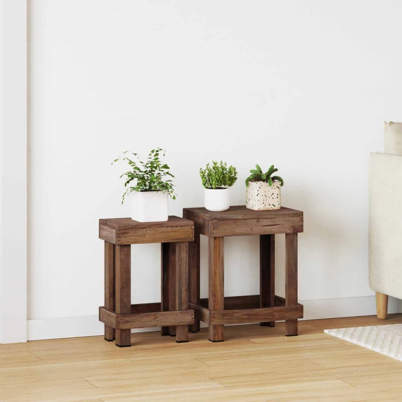 Augalų stovas 2 pcs Ruda 70 x 11 x 27 cm Mahogany Medis