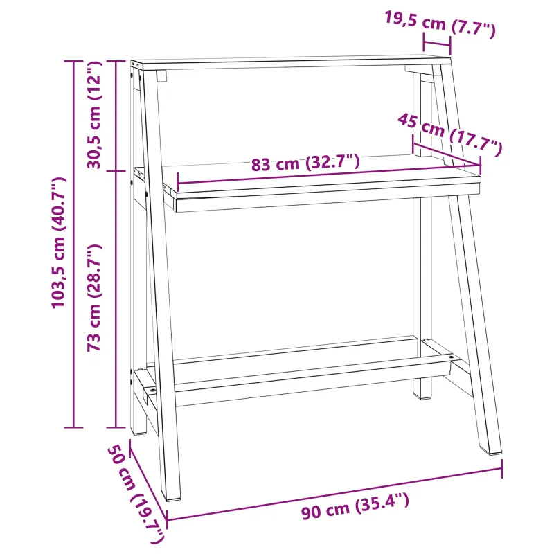 Stalas Ruda 90 x 50 x 103 cm Kietas atkurtas medis