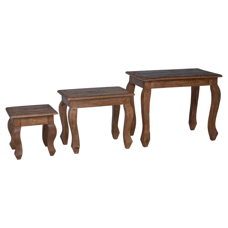 Suklijuotas stalas 3 pcs Ruda Raudonmedžio medienos masyvas