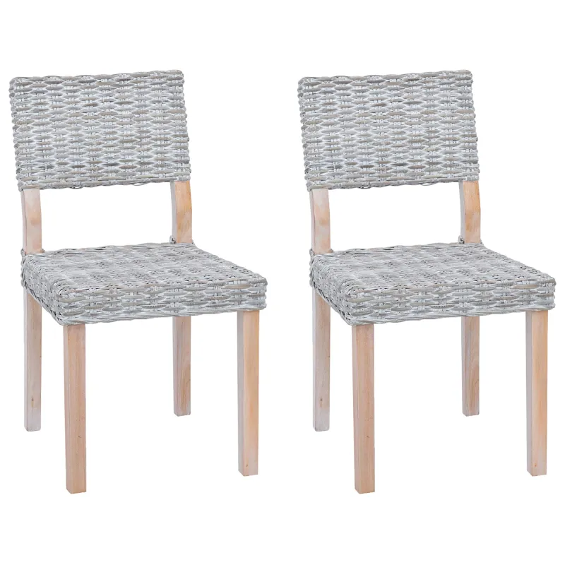 Valgomasis krėslas 2 pcs Kubu ratanas Balta plauna