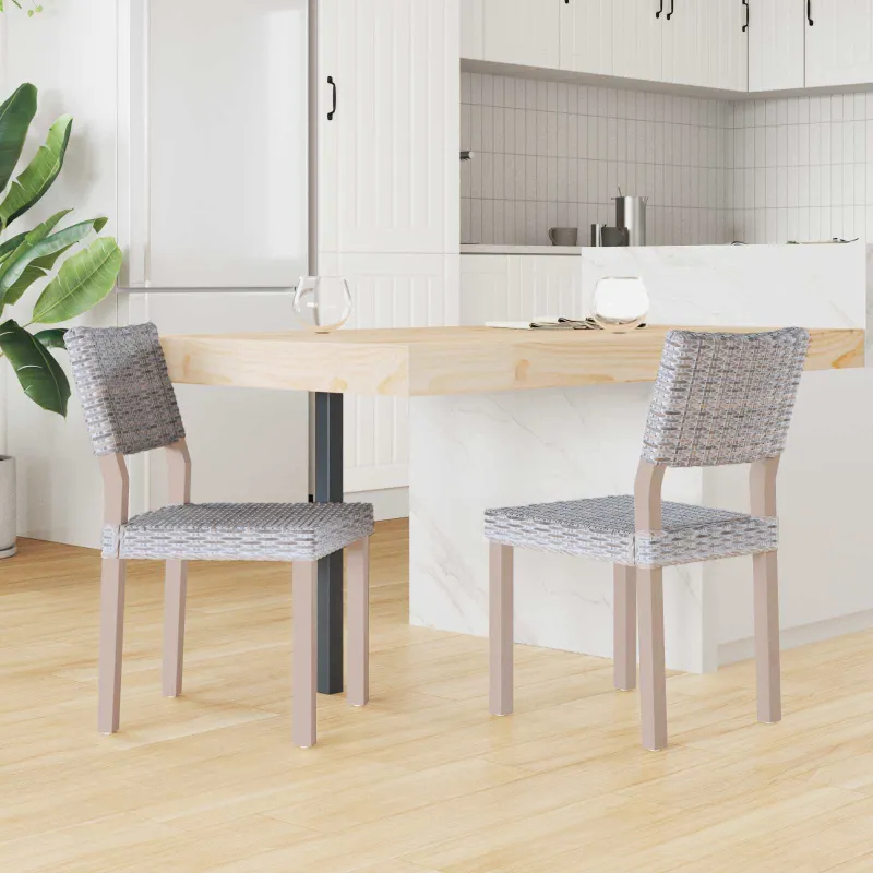 Valgomasis krėslas 2 pcs Kubu ratanas Balta plauna