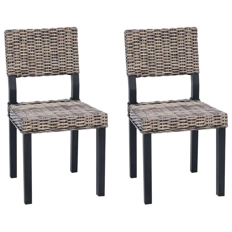 Valgomasis krėslas 2 pcs Kubu ratanas Juoda plauna