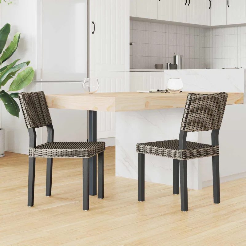 Valgomasis krėslas 2 pcs Kubu ratanas Juoda plauna