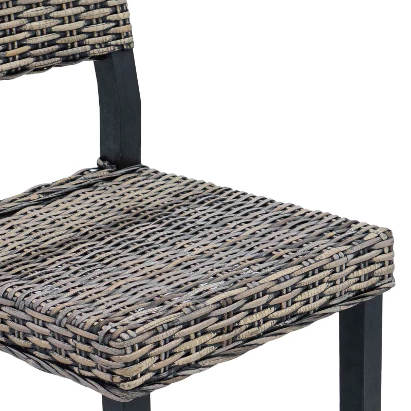 Valgomasis krėslas 2 pcs Kubu ratanas Juoda plauna