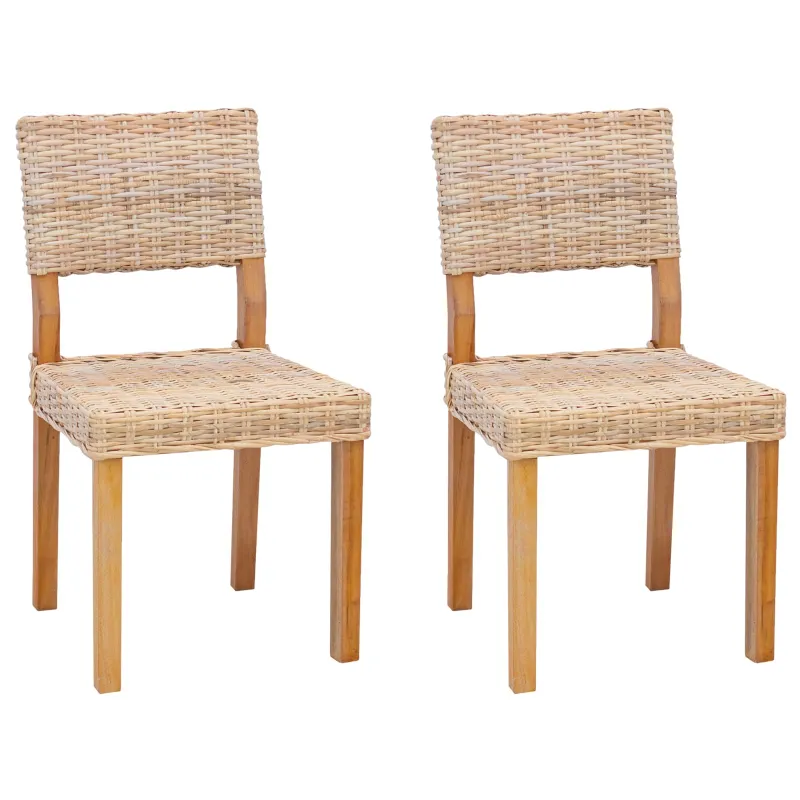 Valgomasis krėslas 2 pcs Kubu ratanas Natūrali 46 x 55 x 84 cm