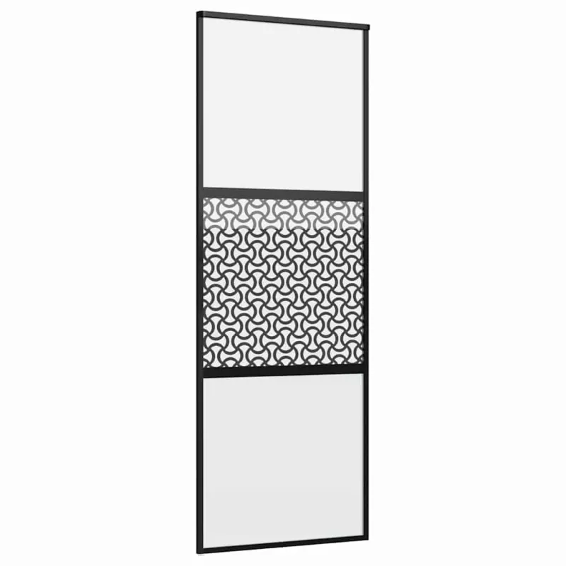 Stiklinės durys „Fretwork“ Juoda 76 x 2 x 205 cm Aliuminis