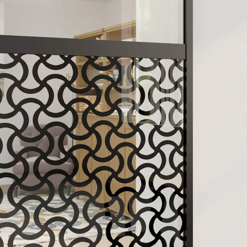 Stiklinės durys „Fretwork“ Juoda 76 x 2 x 205 cm Aliuminis