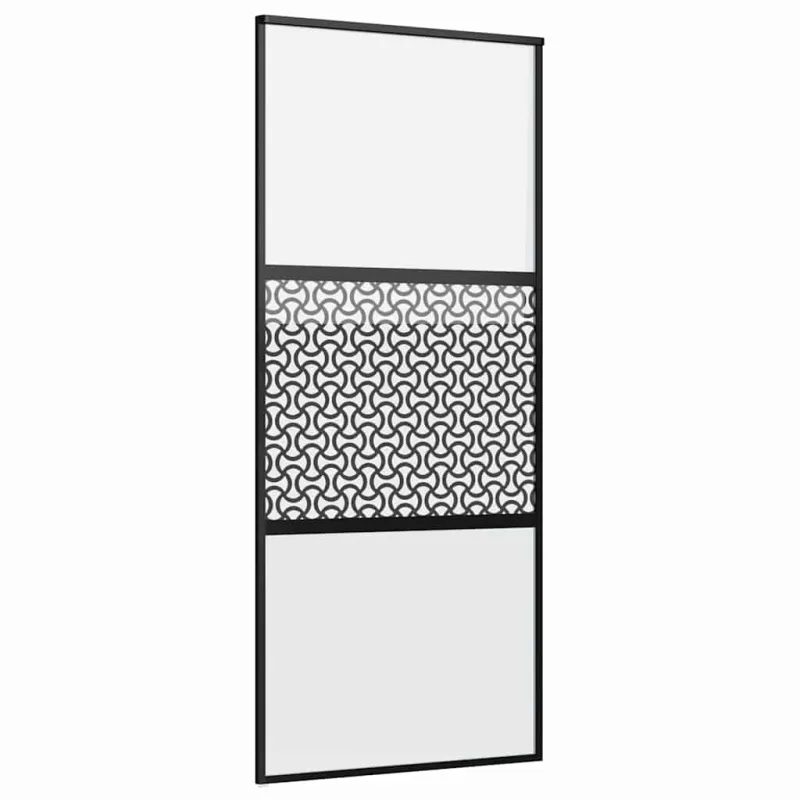 Stiklinės durys „Fretwork“ Juoda 90 x 2 x 205 cm Aliuminis