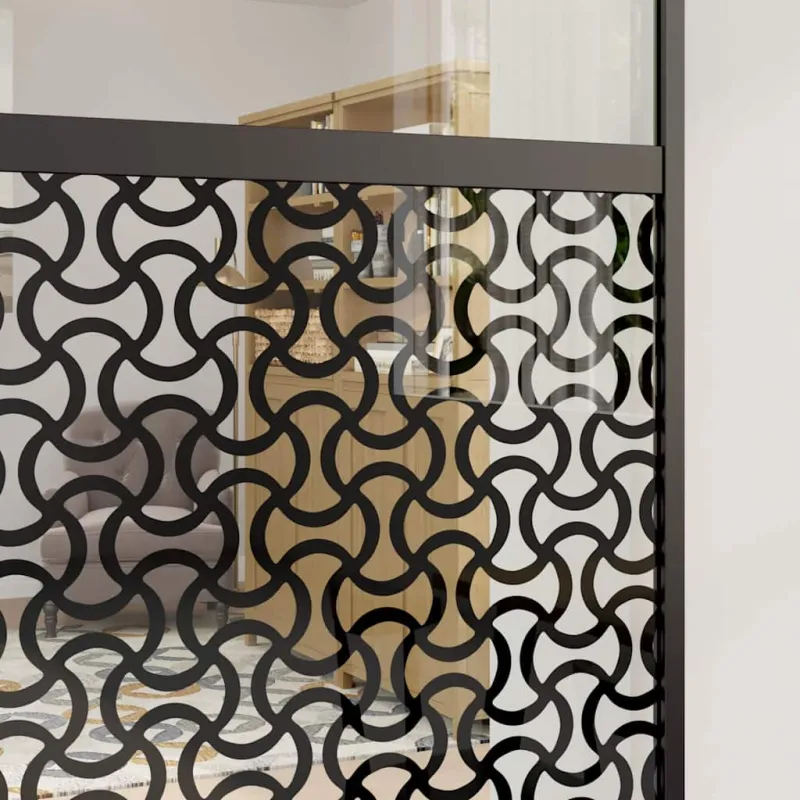 Stiklinės durys „Fretwork“ Juoda 90 x 2 x 205 cm Aliuminis
