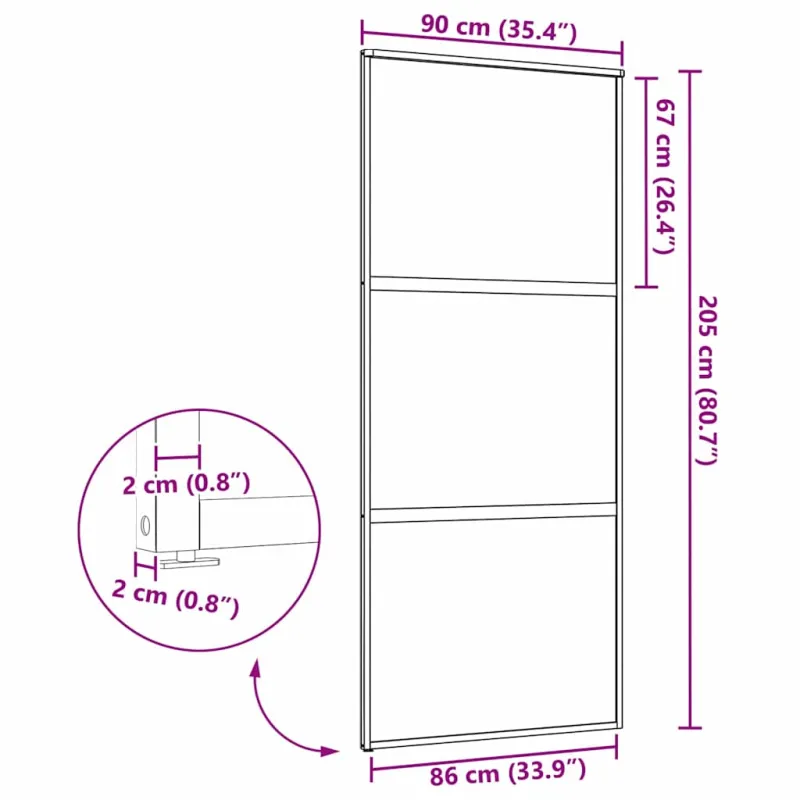 Stiklinės durys „Fretwork“ Juoda 90 x 2 x 205 cm Aliuminis